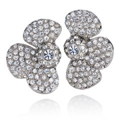 Vintage Yves Saint Laurent YSL Diamant-Ohrringe mit halber Blume, ca. 1980er Jahre