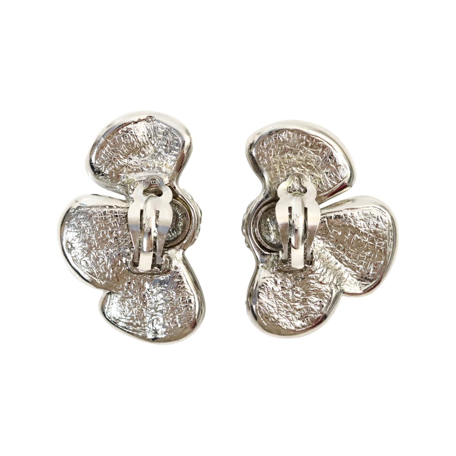 Artiste Yves Saint Laurent, boucles d'oreilles demi-flower vintage en diamants YSL, années 1980 en vente