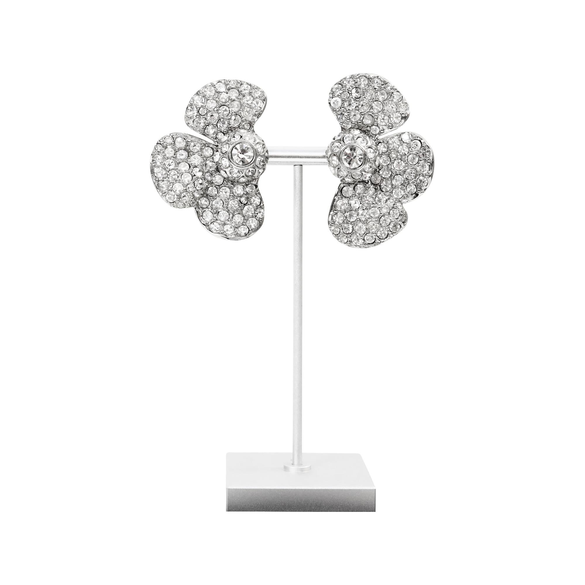 Orecchini a mezzo fiore con diamante Yves Saint Laurent YSL d'epoca, CIRCA 1980 in vendita 1