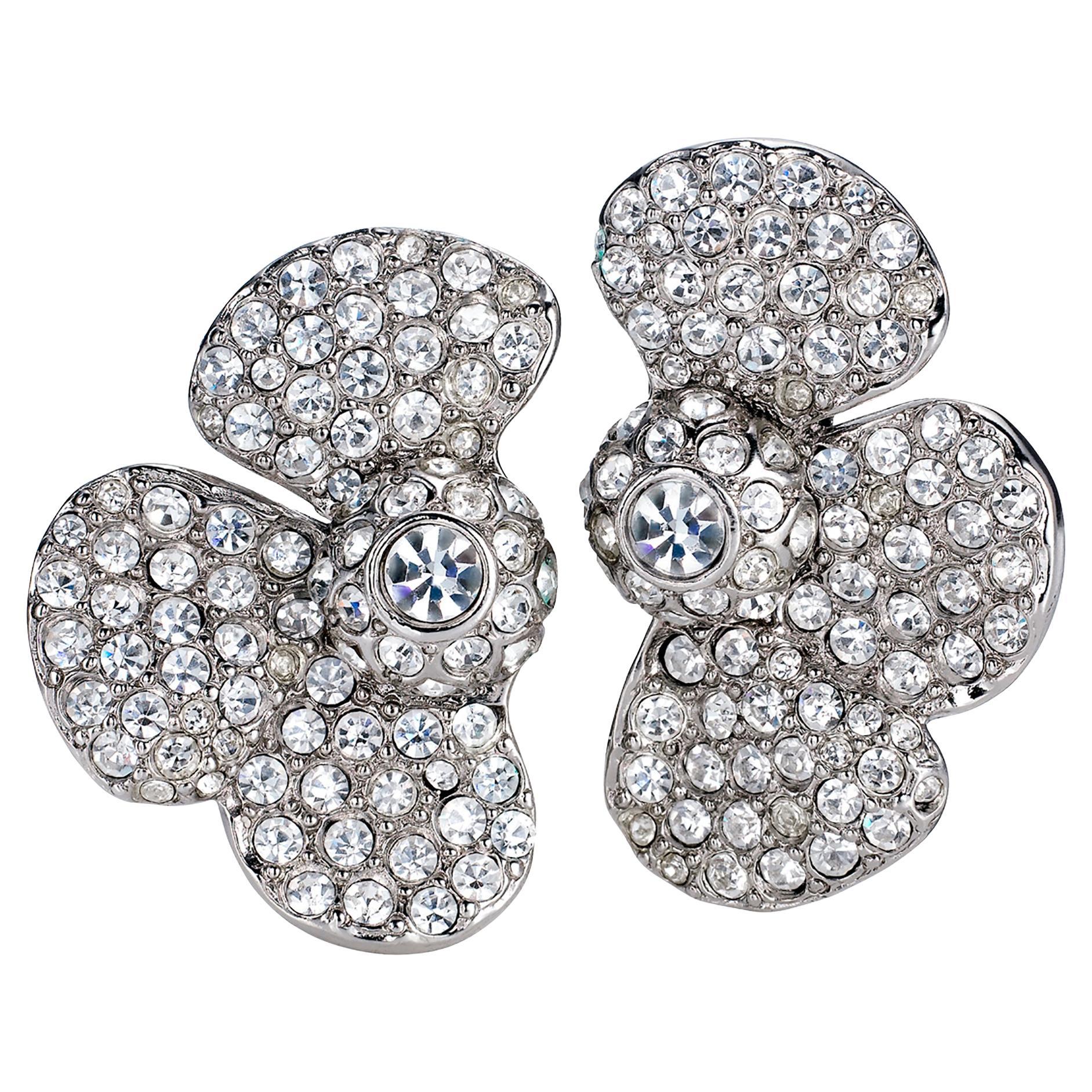 Orecchini vintage a mezzo fiore con diamante Yves Saint Laurent YSL, circa anni '80