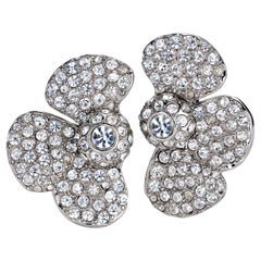 Orecchini vintage a mezzo fiore con diamante Yves Saint Laurent YSL, circa anni '80