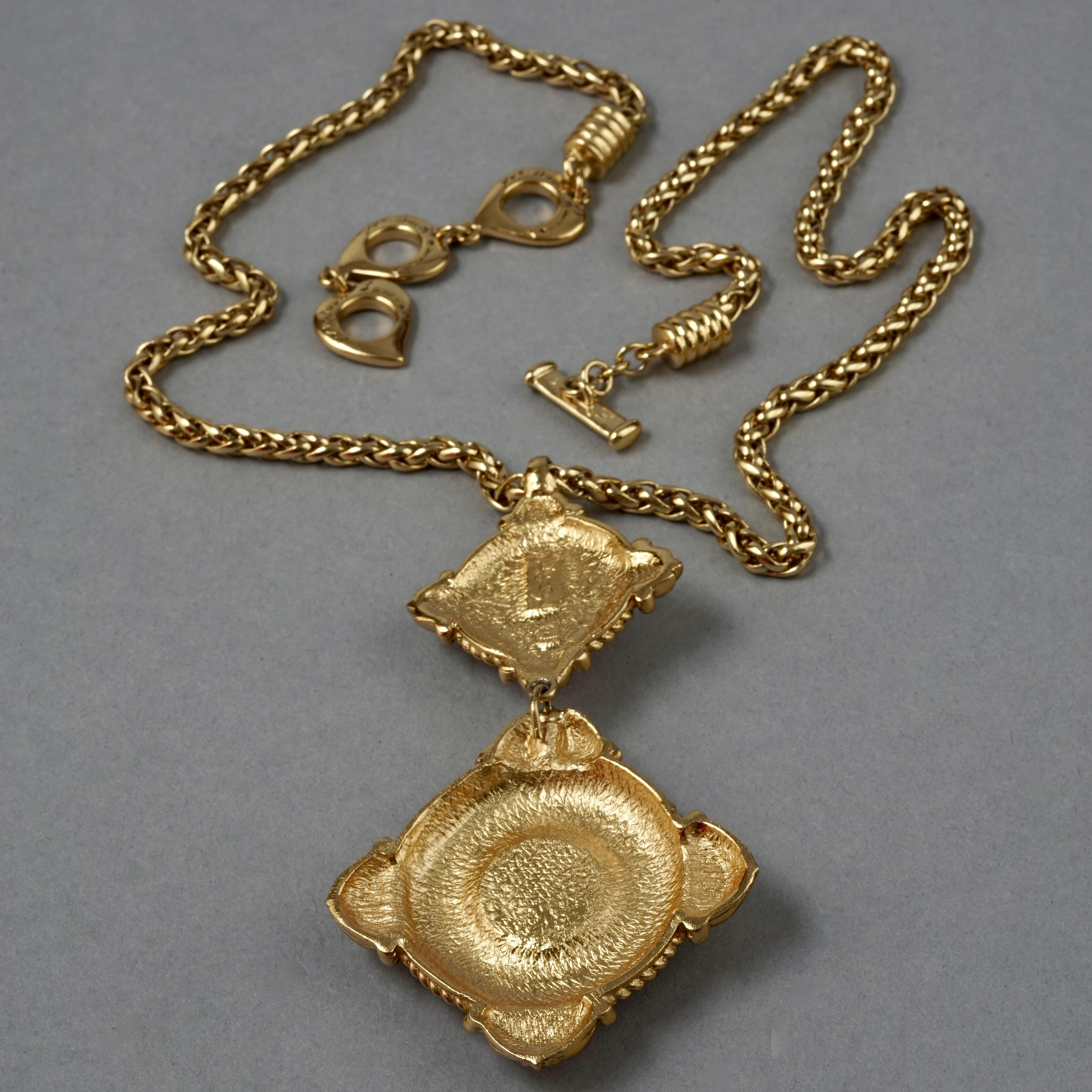 Vintage YVES SAINT LAURENT Ysl Double Diamond Pearl Chain Necklace 3