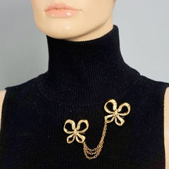 Vintage YVES SAINT LAURENT Ysl Double Ribbon Bow Lapel Brooch