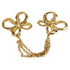 Vintage YVES SAINT LAURENT Ysl Double Ribbon Bow Lapel Brooch