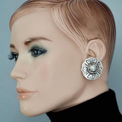 Vintage YVES SAINT LAURENT Ysl Engrave Pineapple Flower Earrings