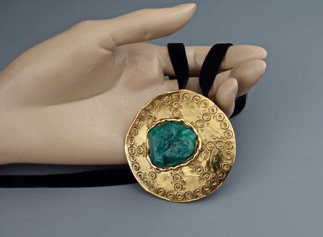 Vintage YVES SAINT LAURENT Ysl Ethnic Turquoise Stone Medallion Pendant Brooch 4