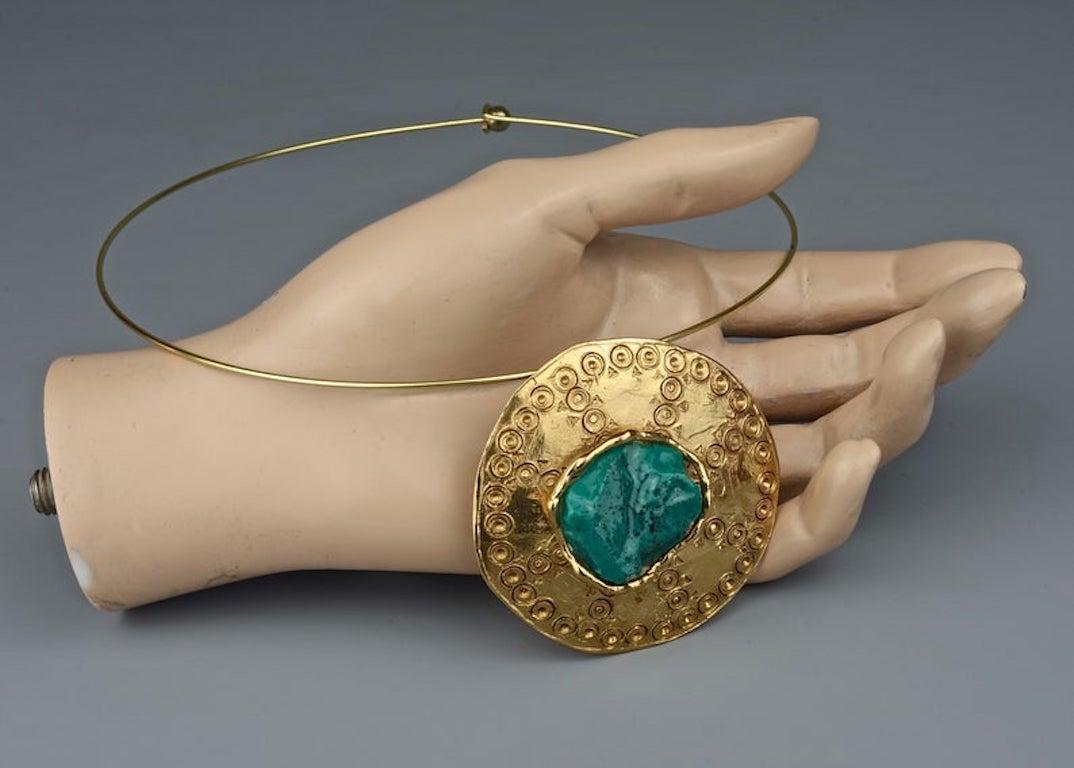 Vintage YVES SAINT LAURENT Ysl Ethnic Turquoise Stone Medallion Pendant Brooch 5