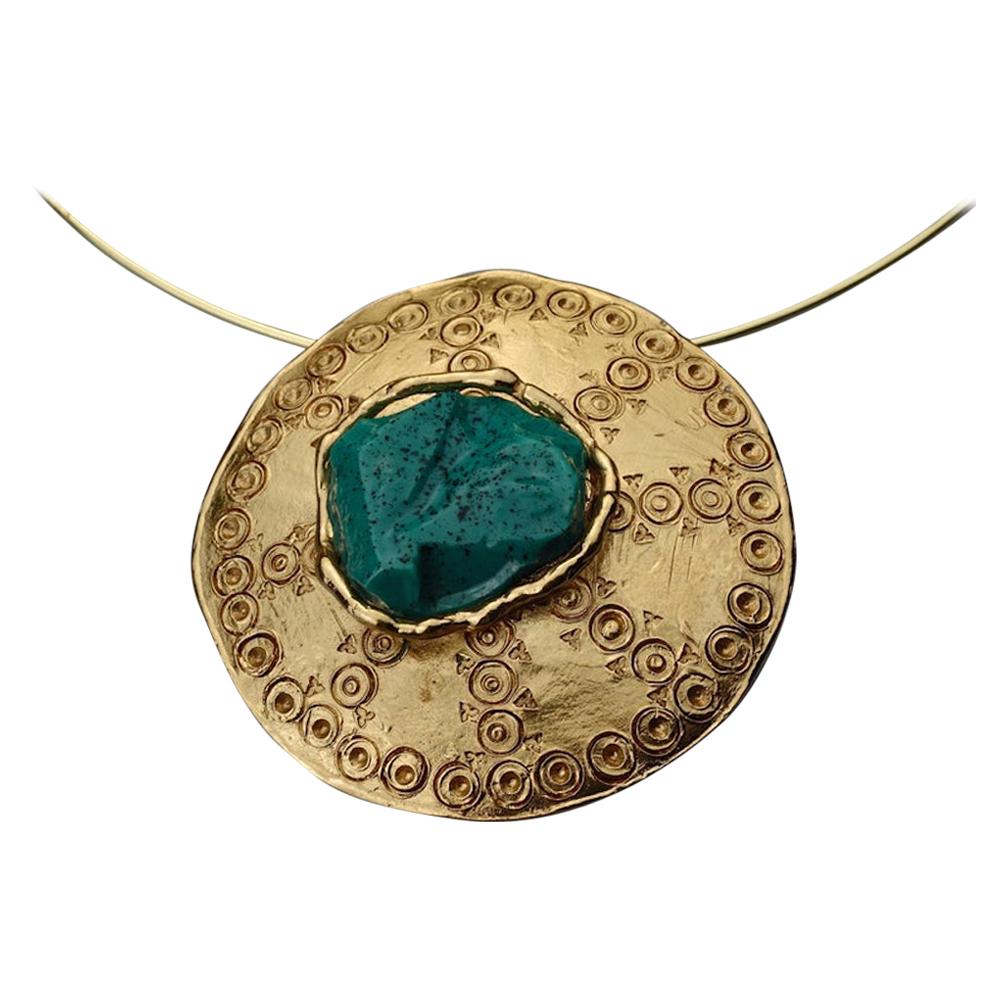 Vintage YVES SAINT LAURENT Ysl Ethnic Turquoise Stone Medallion Pendant Brooch