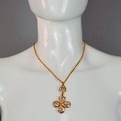 Vintage YVES SAINT LAURENT Ysl Flower Diamant Bar Chain Necklace