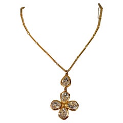 Vintage YVES SAINT LAURENT Ysl Flower Diamant Bar Chain Necklace