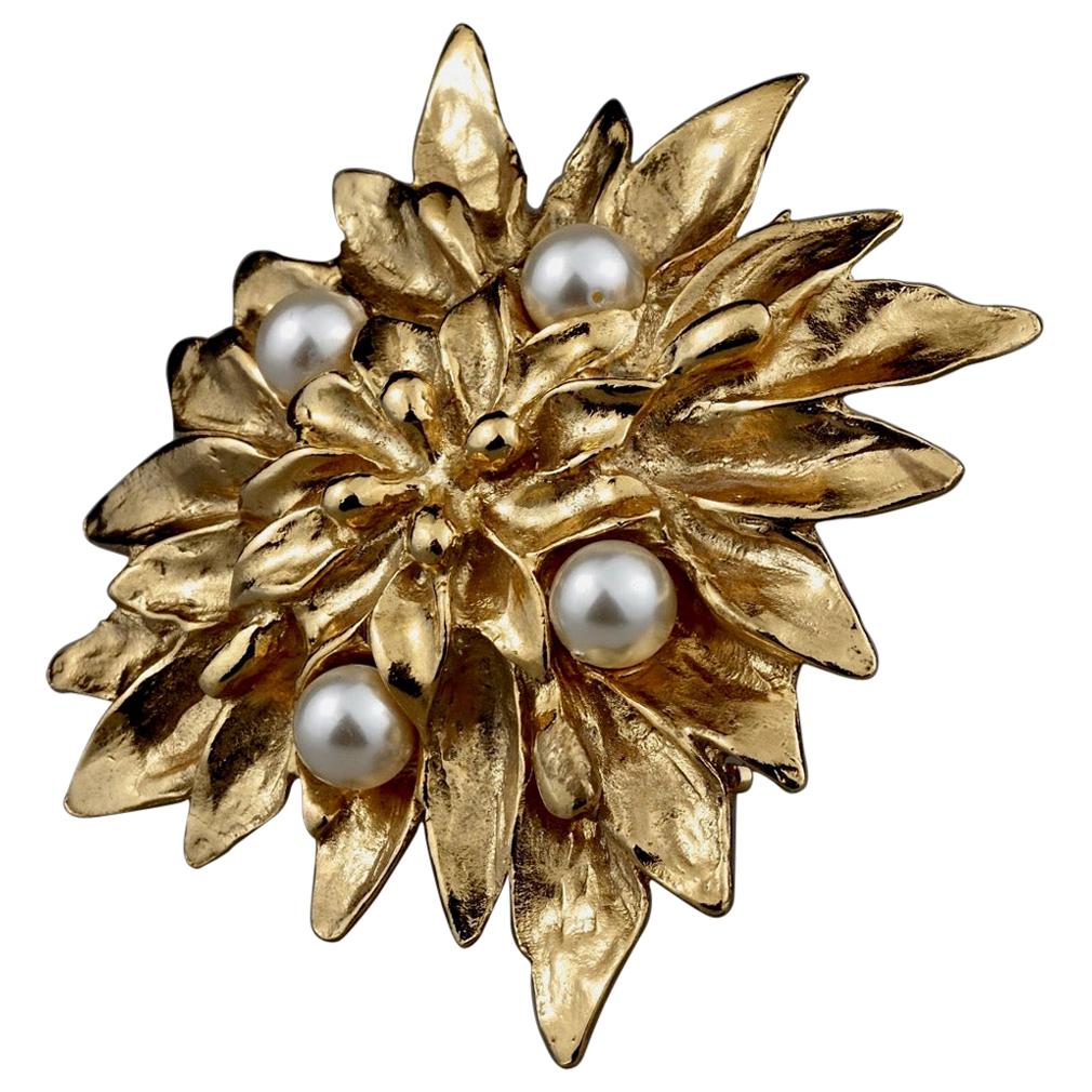 Vintage YVES SAINT LAURENT Ysl Flower Pearl Brooch
