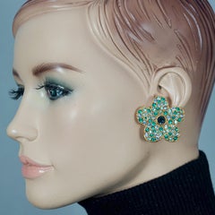 YVES SAINT LAURENT Ysl Blumen-Strass-Ohrringe mit Nieten