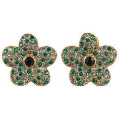 YVES SAINT LAURENT Ysl Blumen-Strass-Ohrringe mit Nieten