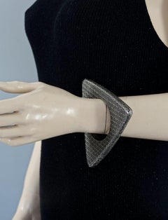 Vintage YVES SAINT LAURENT Ysl Futuristic Textured Triangle Bangle Bracelet