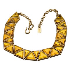 Vintage YVES SAINT LAURENT Ysl Geometric Resin Necklace by Robert Goossens