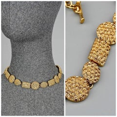 Vintage YVES SAINT LAURENT Ysl Geometric Rhinestone Link Choker Necklace