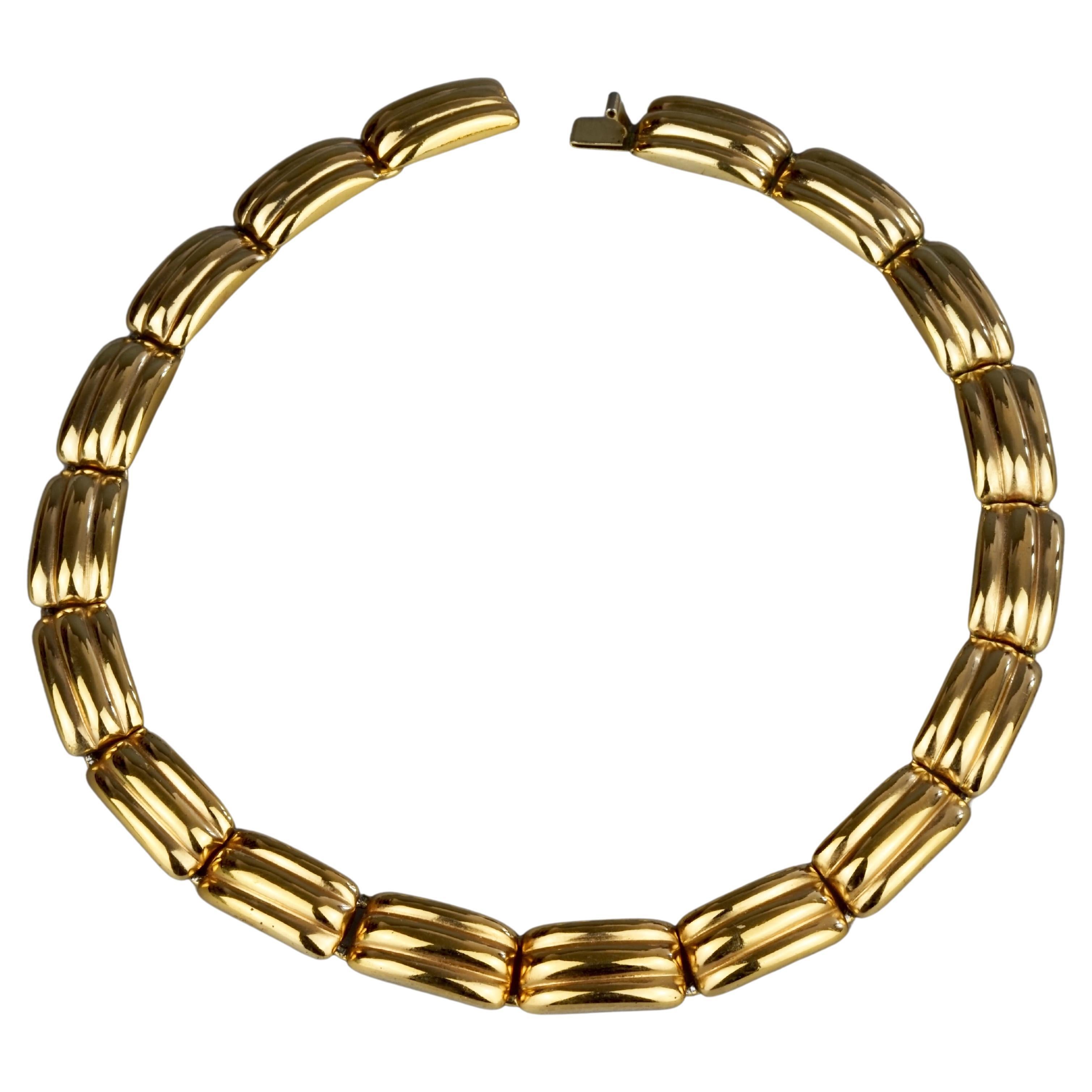 Vintage YVES SAINT LAURENT Ysl Gilt Link Choker Necklace