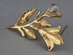 Vintage YVES SAINT LAURENT Ysl Glass Flower Stem Brooch