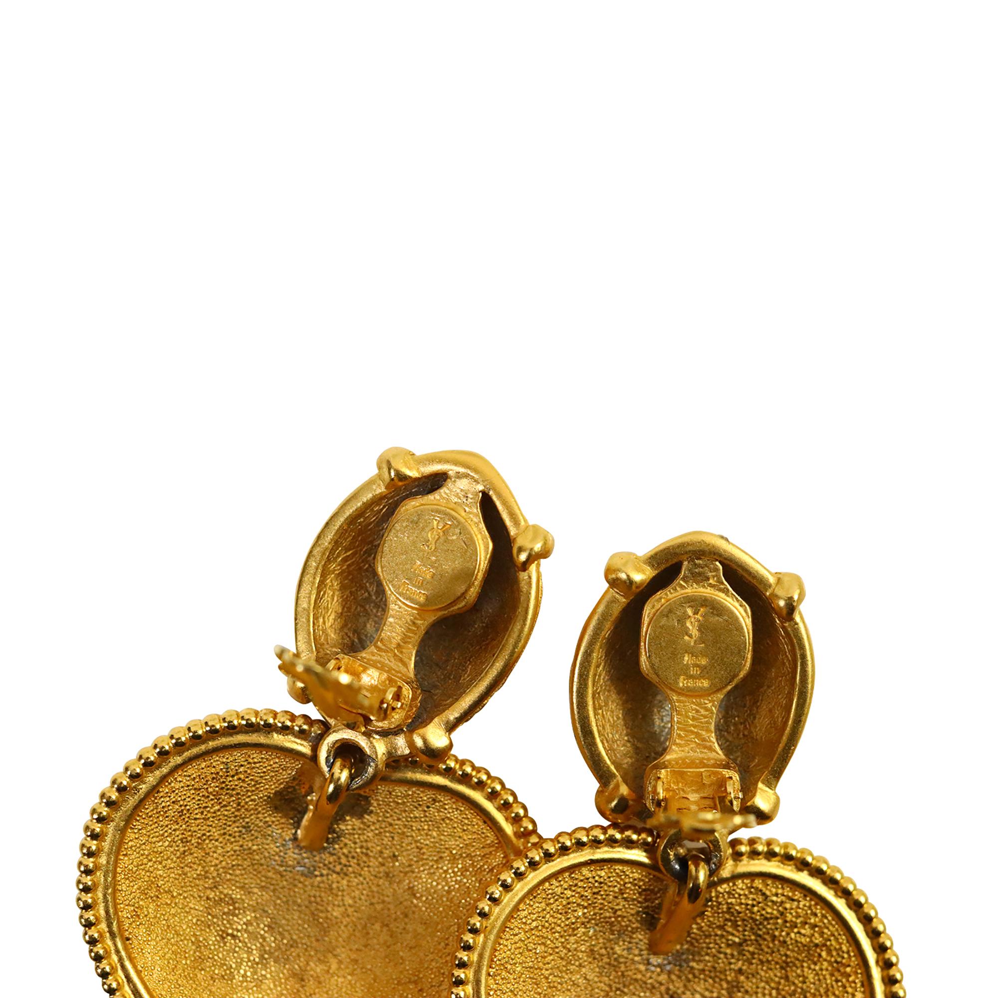 Vintage By  Yves Saint Laurent YSL Gold YSL Gold  Herzohrringe, ca. 1980er-Jahre für Damen oder Herren im Angebot