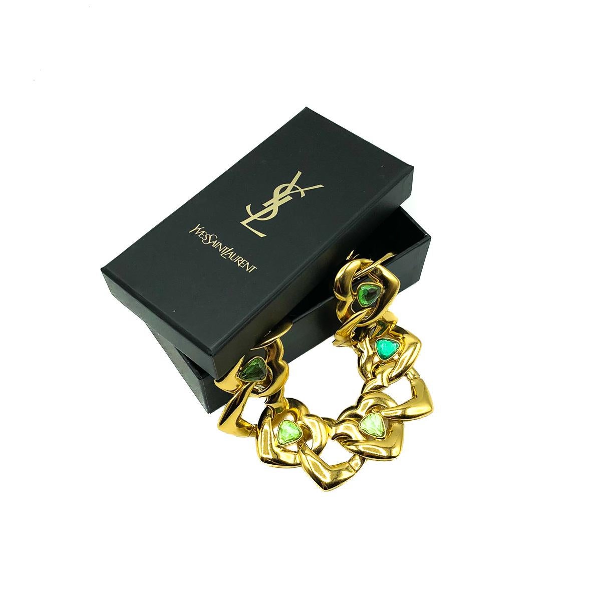 Vintage Yves Saint Laurent YSL Gold Heart Statement Collar 1980s In Good Condition In Wilmslow, GB