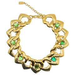 Retro Yves Saint Laurent YSL Gold Heart Statement Collar 1980s