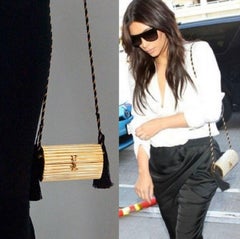 Vintage YVES SAINT LAURENT Ysl Gold Metal Minaudiere Tassel Shoulder Bag