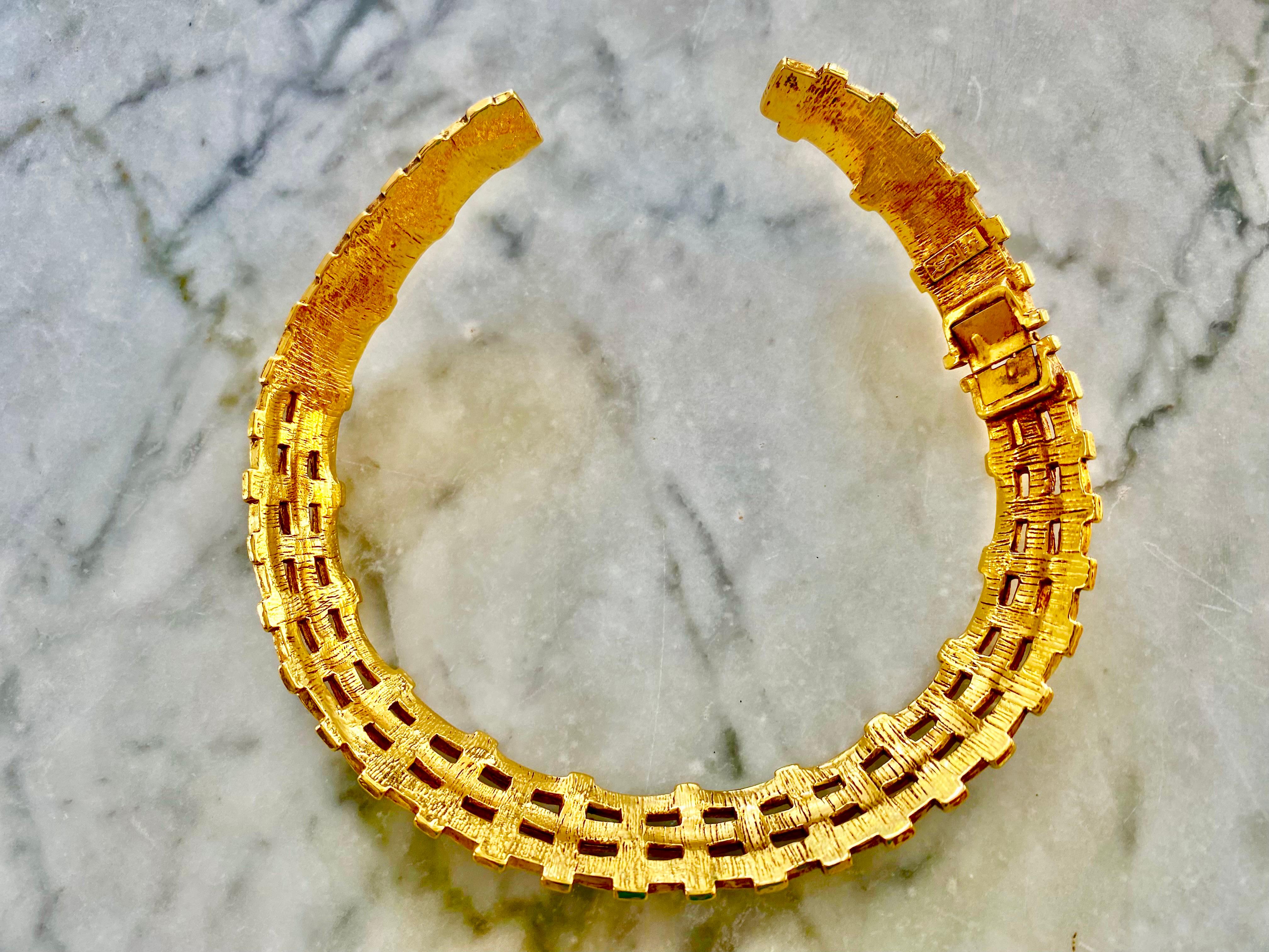 Modern Vintage Yves Saint Laurent YSL Gold Quilted Choker Necklace, circa 1990s