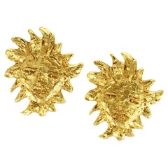 Vintage Yves Saint Laurent YSL Gold Sun Earrings Circa 1980s