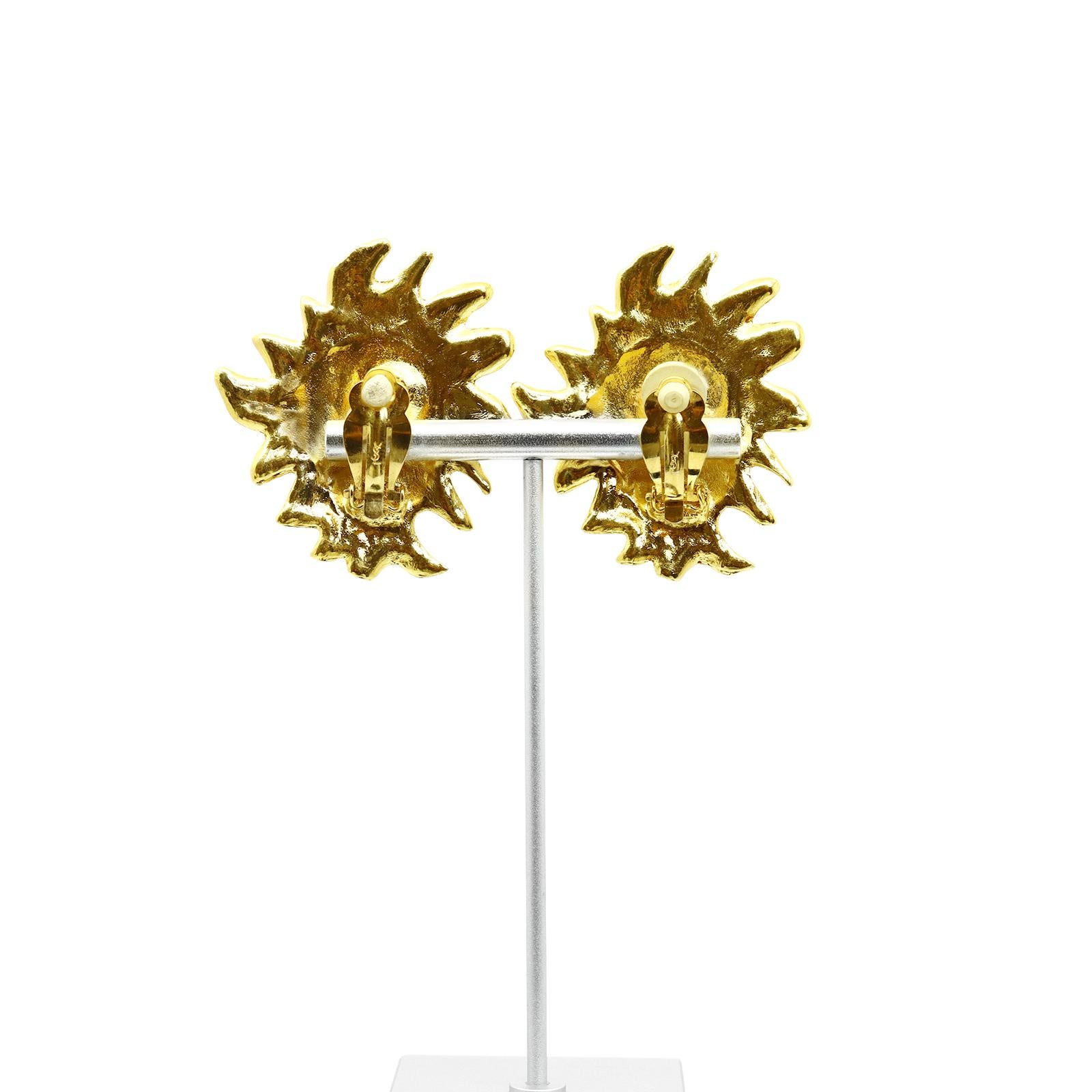 Vintage Yves Saint Laurent YSL Gold Sun Earrings Circa 1980s For Sale 4
