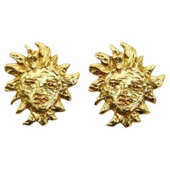 Yves Saint Laurent YSL Boucles d'oreilles soleil vintage en or, circa 1980