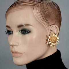 Vintage YVES SAINT LAURENT Ysl Gold Sunflower Earrings