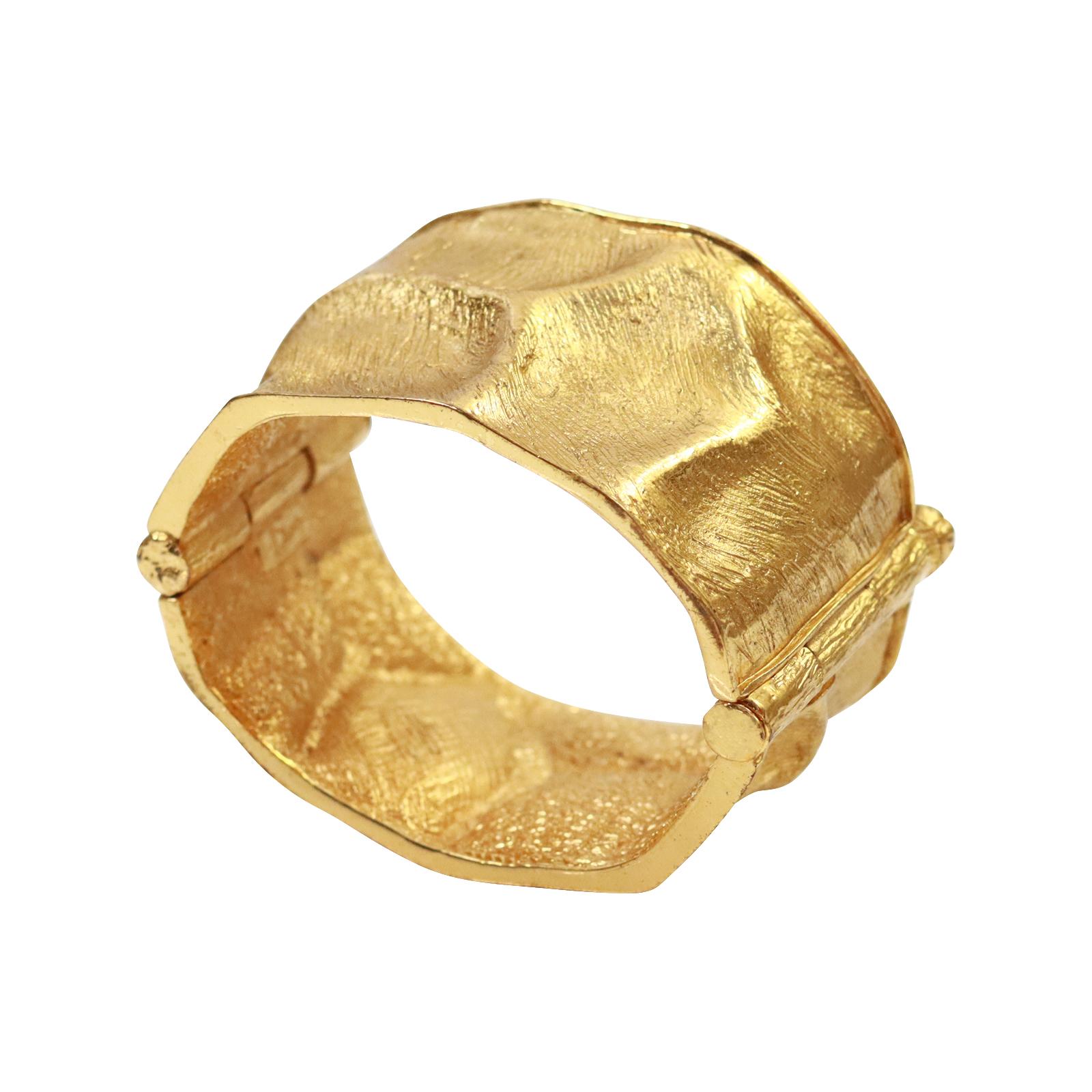 Women's or Men's Vintage Yves Saint Laurent YSL Gold Tone Cuff Bracelet Circa 1990s For Sale