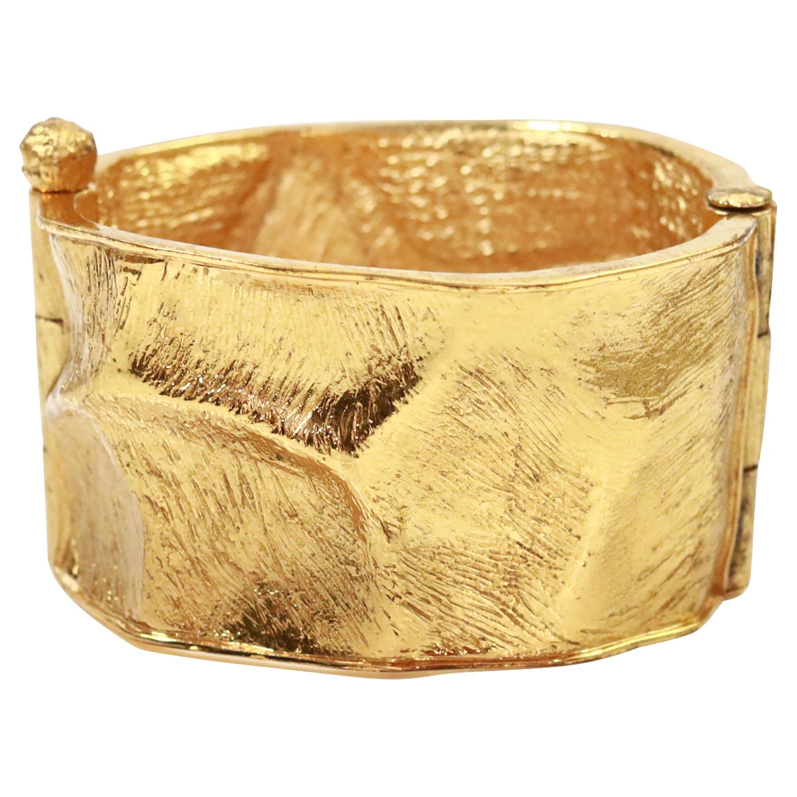 Vintage Yves Saint Laurent YSL Bracciale in tonalità oro Circa anni '90