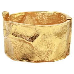 Vintage Yves Saint Laurent YSL Bracelet Manchette Ton Or Circa 1990