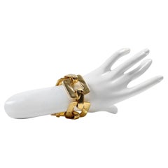 Vintage Yves Saint Laurent YSL Pulsera de eslabones pesados en tono dorado Circa 1970s