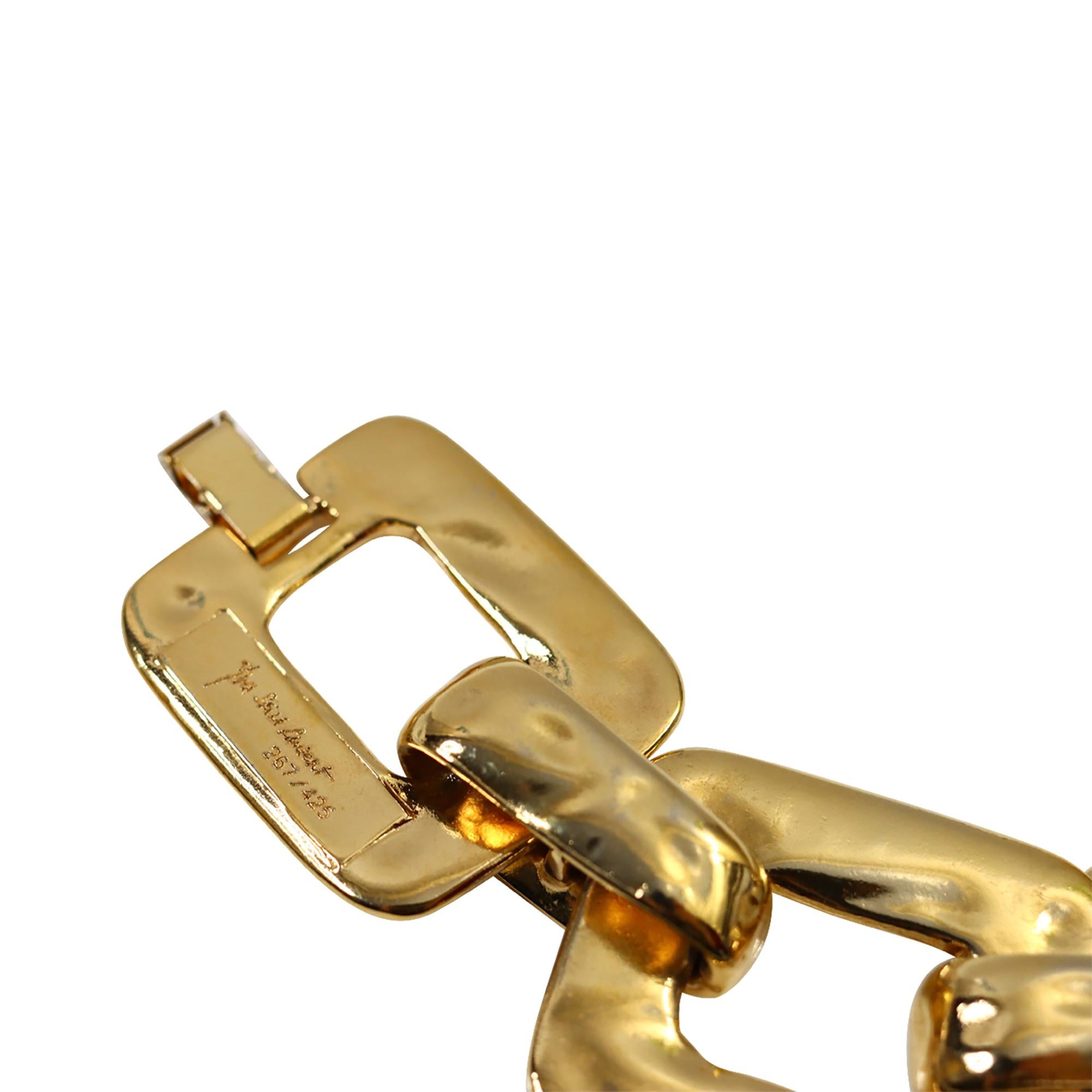 Vintage Yves Saint Laurent YSL Gold Tone Heavy Link Armband Couture CIRCA 1985 im Angebot 4