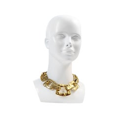 Vintage YSL Yves Saint Laurent Gold Tone Heavy Link Necklace Couture Circa 1985
