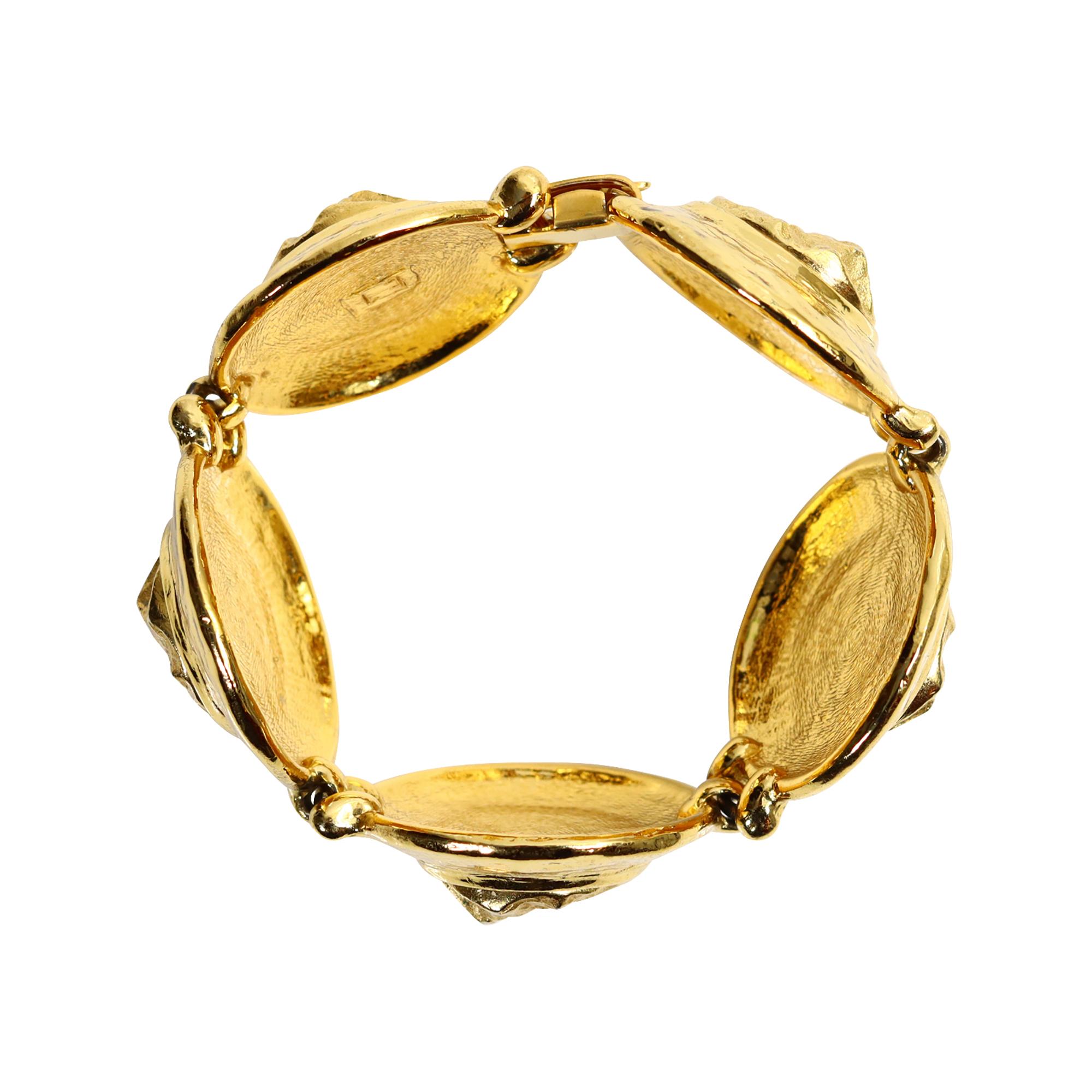 Vintage Yves Saint Laurent YSL Bracciale tondo pesante in tonalità oro Circa anni '80 in vendita 1