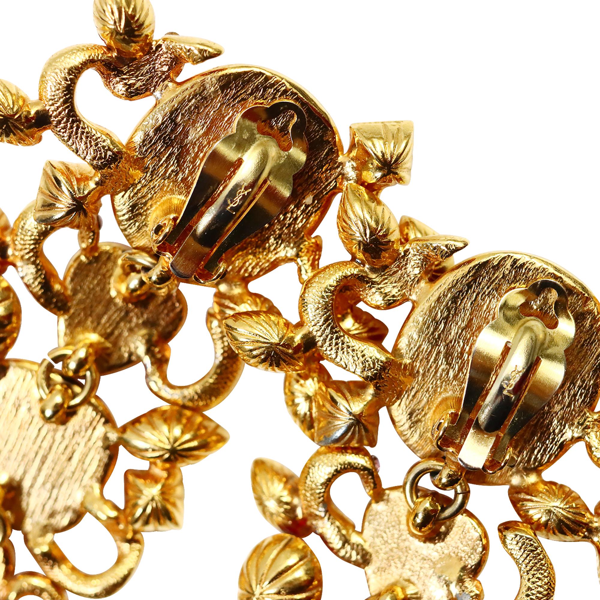 Vintage Yves Saint Laurent YSL Gold mit rosa Kristall variierendem Kristall Circa 1980er Jahre im Angebot 7