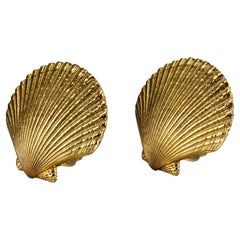 Vintage YVES SAINT LAURENT Ysl Golden Shell Earrings