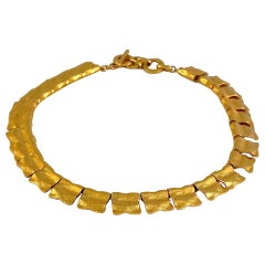 Vintage YVES SAINT LAURENT Ysl Hammered Gilt Flap Charm Necklace