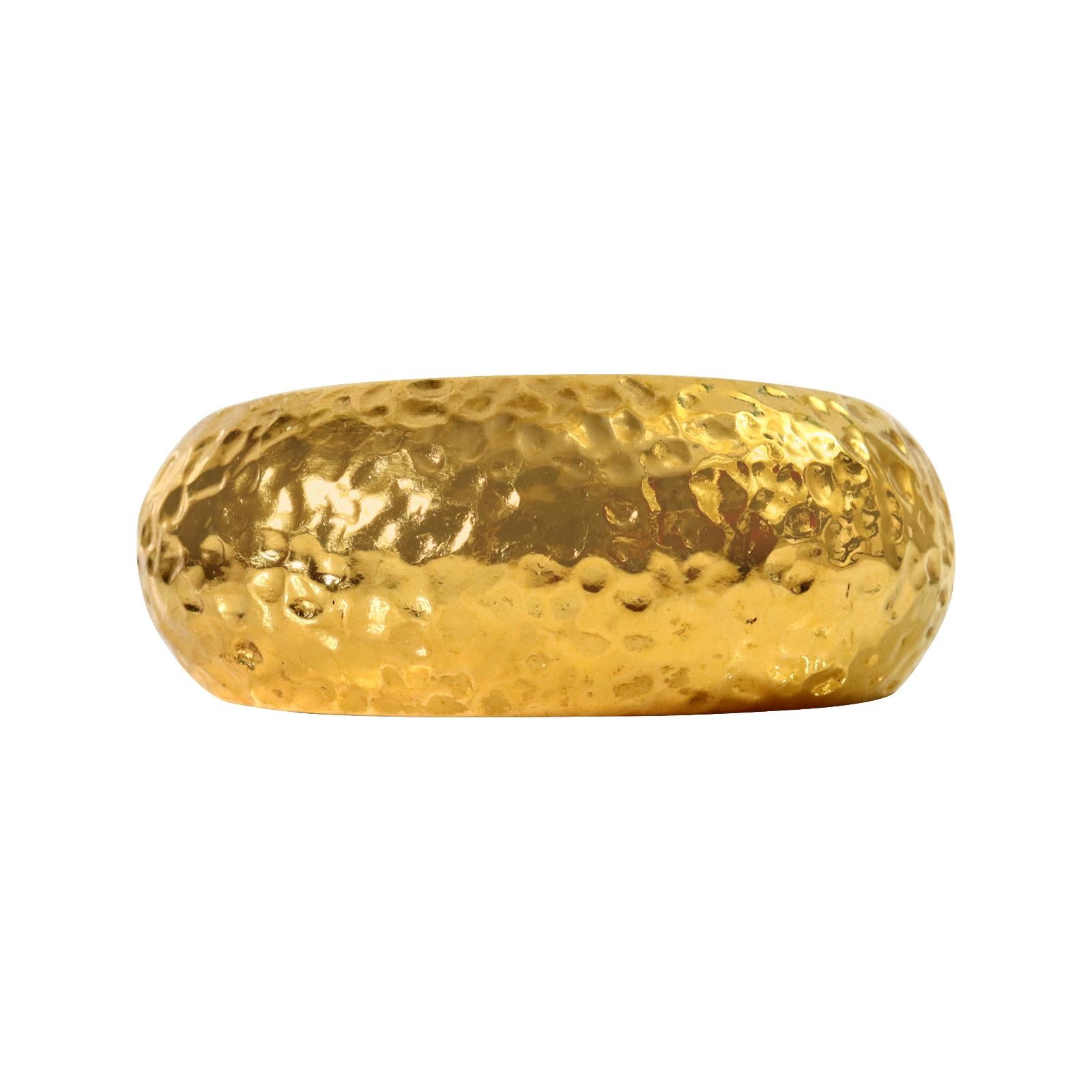Women's or Men's Vintage Yves Saint Laurent YSL Hammered Rounded Cuff Circa 1980s For Sale