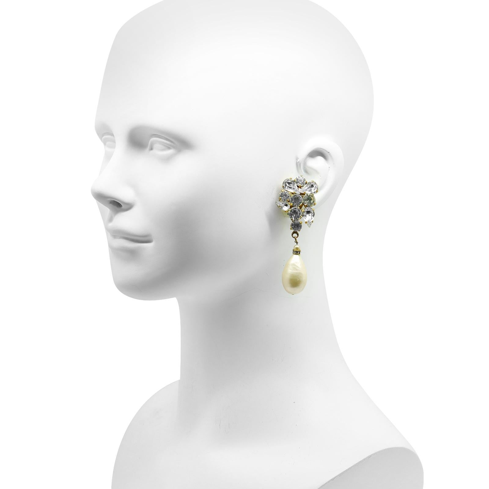 Artist Vintage Yves Saint Laurent YSL Haute Couture Gold Pearl Earrings Circa 1980s For Sale