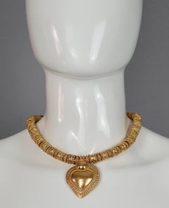 Vintage YVES SAINT LAURENT Ysl Heart Ethnic Link Necklace