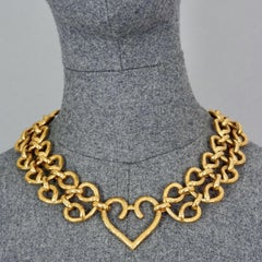 Vintage YVES SAINT LAURENT Ysl Heart Openwork Link Necklace