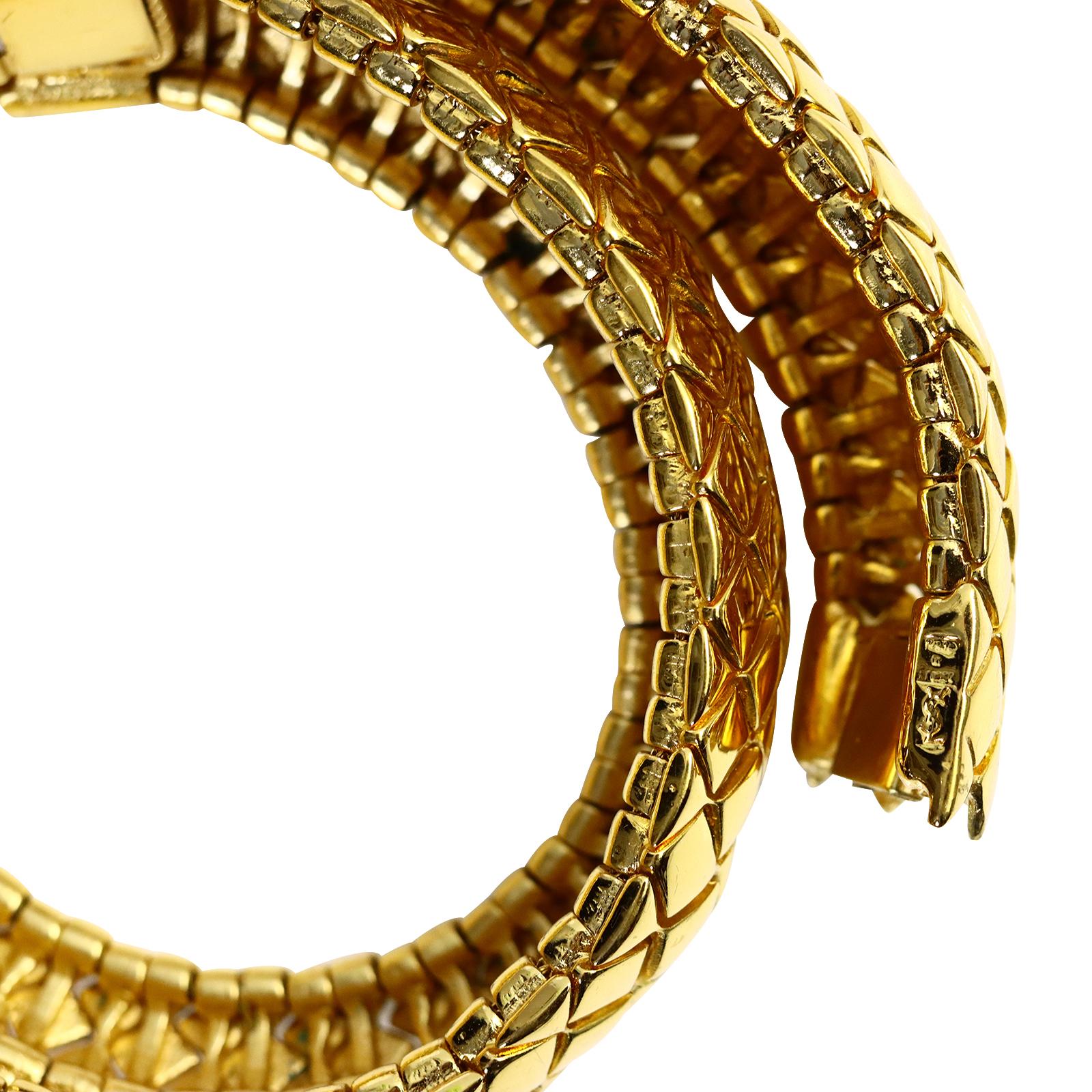 Vintage Yves Saint Laurent YSL Gold Quilted Choker Necklace Circa 1980s 1