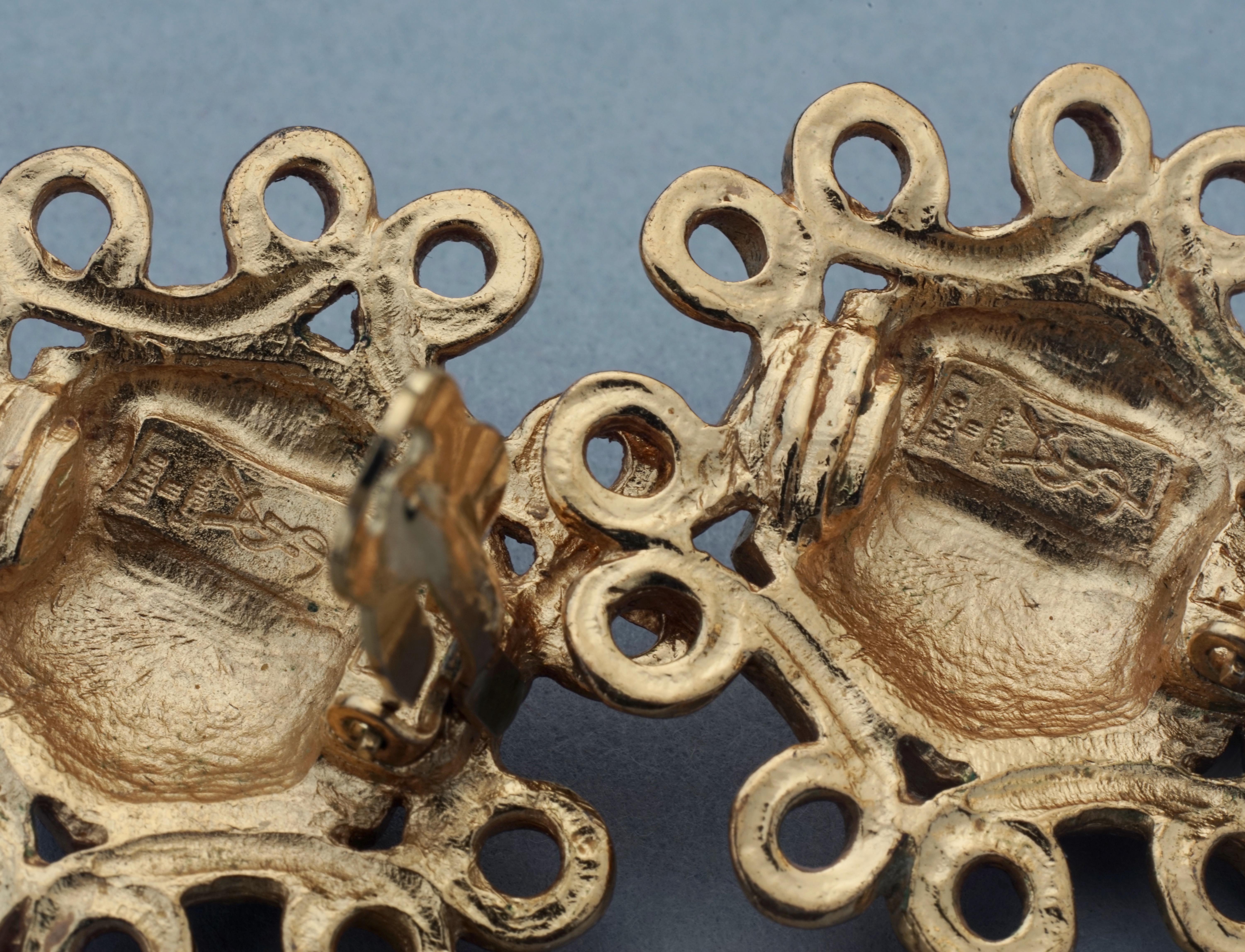Vintage YVES SAINT LAURENT Ysl Hexagon Swirl Earrings For Sale 6