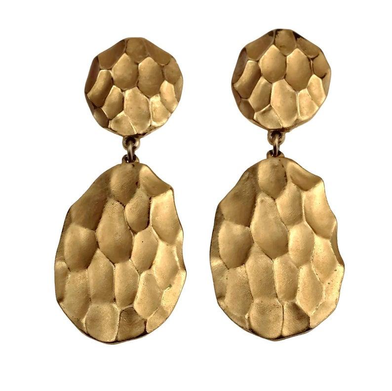 Vintage YVES SAINT LAURENT Ysl Honeycomb Drop Earrings In Excellent Condition For Sale In Kingersheim, Alsace