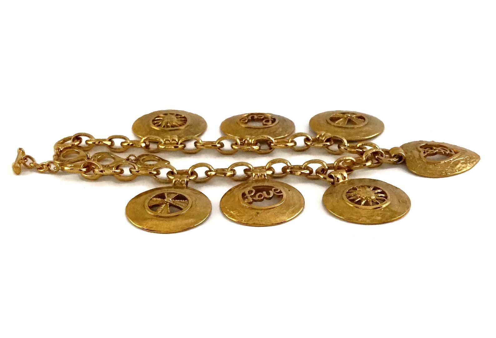 Vintage YVES SAINT LAURENT Ysl Iconic Emblem Disc Medallion Charm Necklace 1