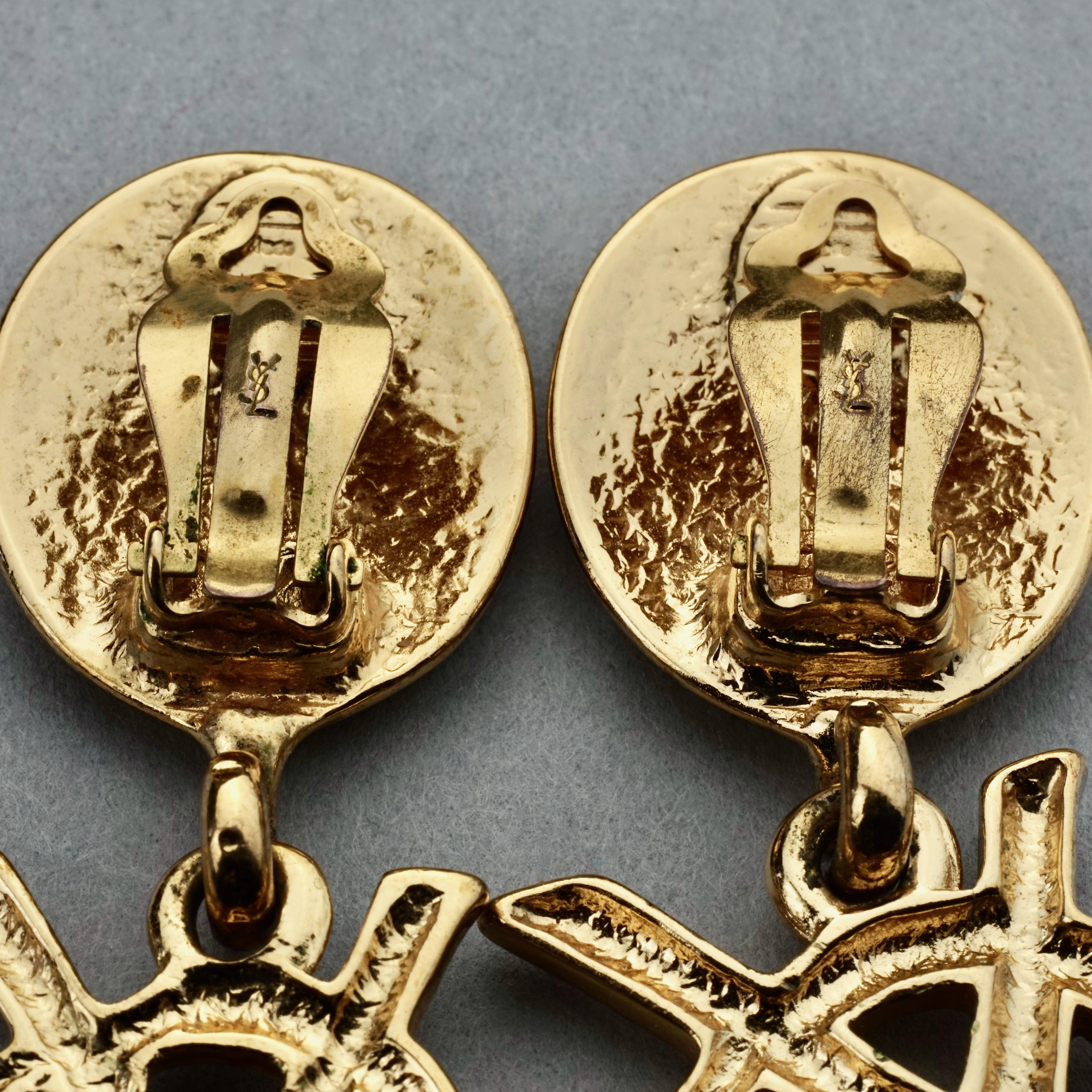 Vintage YVES SAINT LAURENT Ysl Iconic Logo Drop Earrings - Sex and The City 3